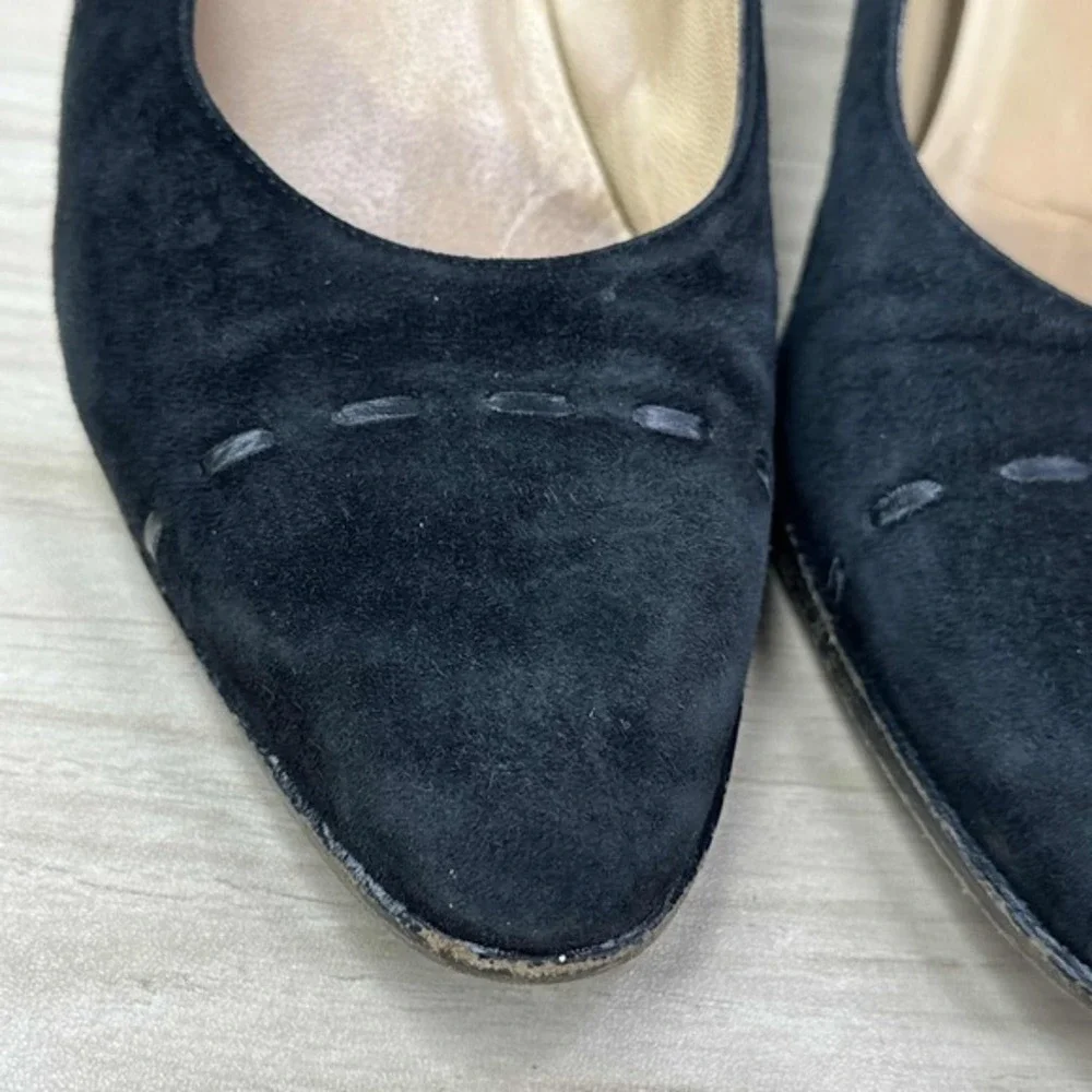 Gucci Shoes Women Size 5.5 Black Suede Vintage Slip On Dressy Office Chunky Heel